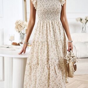 Floral Cream Maxi Dress
